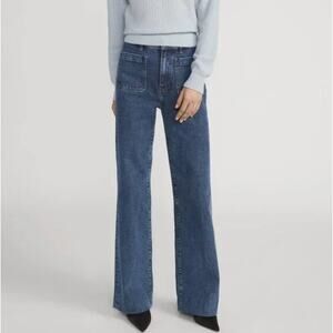 Frame Jeans Womens 26 The Refined Saturn Wide Leg High Rise Denim Office Luxury